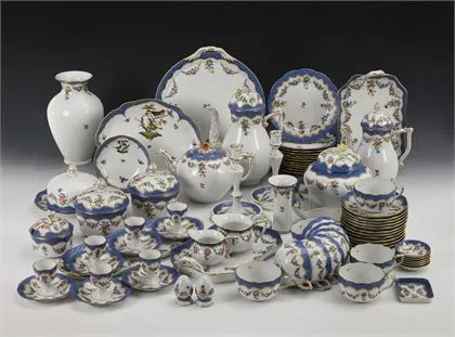 Extensive coffee and tea service with floral painting. Herend