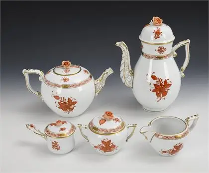 5 pieces "Apponyi orange". Herend