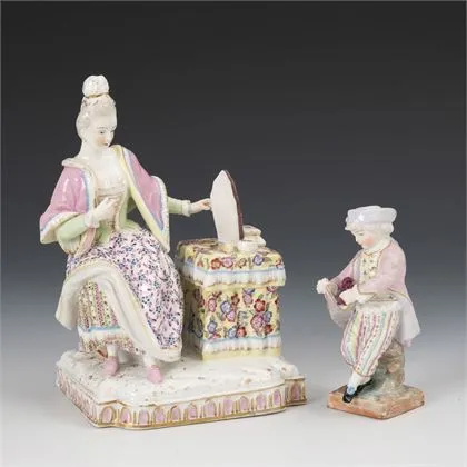 Dáma u toaletního stolku a zahradnický chlapec