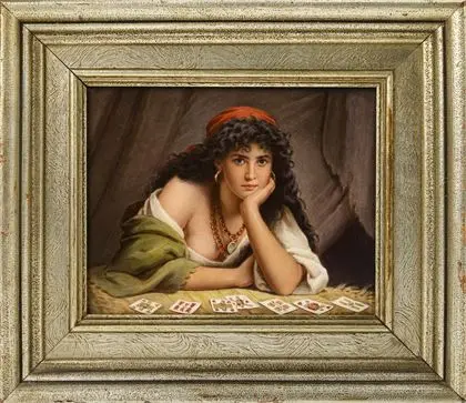 Peinture sur porcelaine : "La diseuse de bonne aventure". Heubach