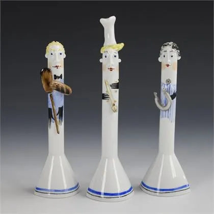 3 figurines : bouchère, cuisinier et boulanger. Meissen