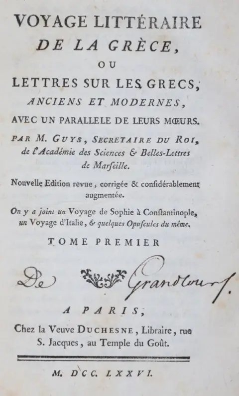 Guys,(P.A.). Voyage litteraire de la Grece, ou lettres sur les Grecs; anciens et modernes, avec une parallele de leurs moer