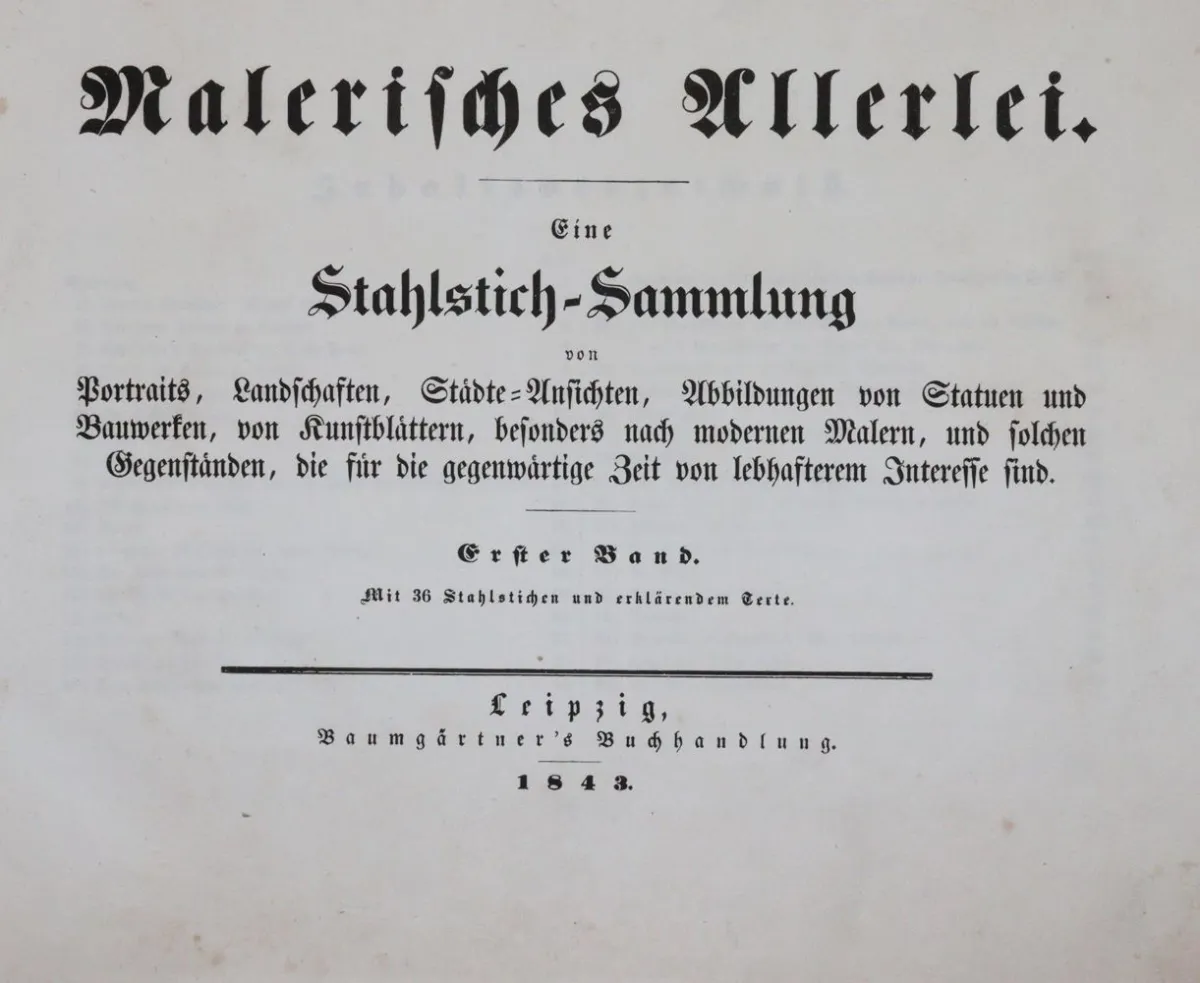 Malerisches Allerlei. – Une collection de gravures au burin de portraits, paysages, vues de villes, représentations de statues et bâtiments
