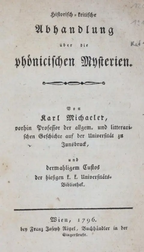 Michaeler,K. – Historisch-kritische Abhandlung über die phönicischen Mysterien