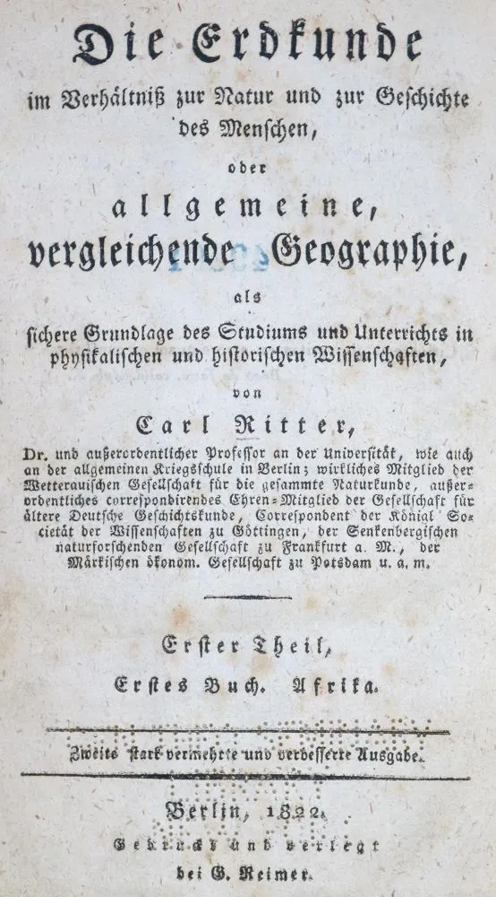 Ritter,C. – Geography in relation to nature and history of man, or general comparative geography