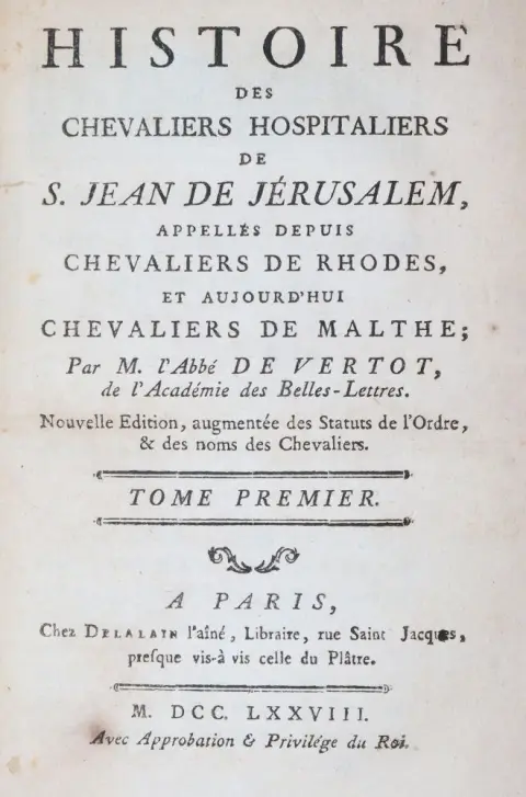 Vertot,(R.A.)de. – Histoire des chevaliers hospitaliers de S