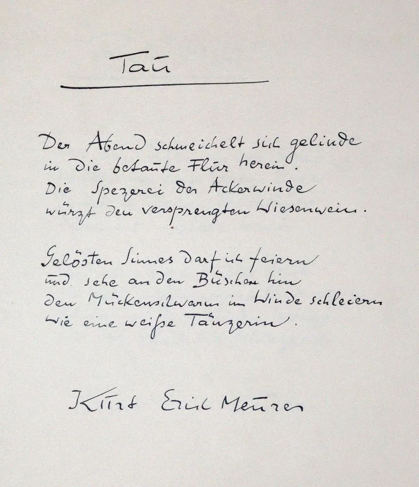 Meurer, Kurt Erich, – deutscher Lyriker und Übersetzer (1891 Meiningen - Berlin 1962)