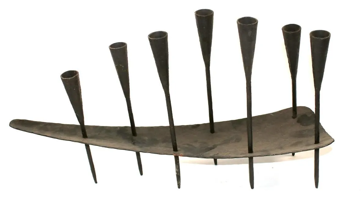 Brutalism – 1960s candelabra with 7 tall sockets and a tapered board