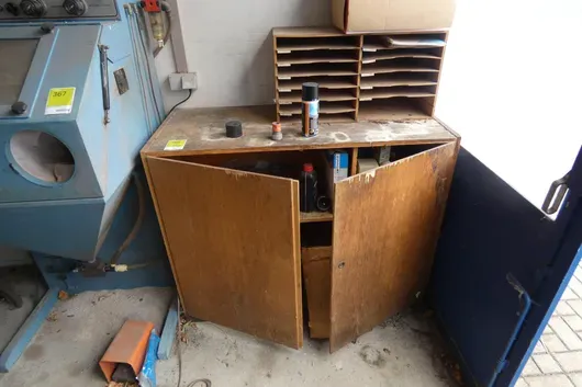 Workshop cabinet, with contents