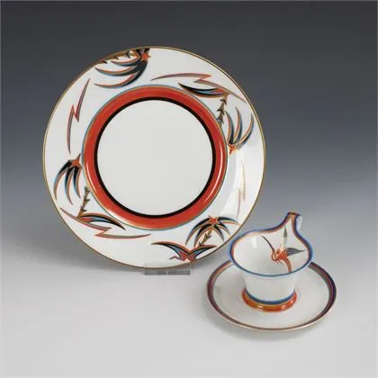 Art-déco-Mokkatasse und -teller. Rosenthal
