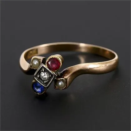 Jugendstil-ring met vindingrijke bezetting