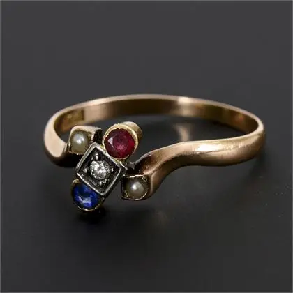 Jugendstil-ring met vindingrijke bezetting