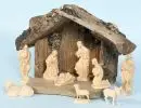 Crèche de Noël – bois, 21 x 31 x 18 cm, avec 9 figurines en bois, H= 2,5-10,5 cm