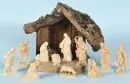Crèche de Noël – bois, 22 x 30 x 17 cm, avec 11 figurines en bois, H= 3-11 cm