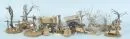 Accessories for Christmas nativity scenes, 19 pieces – mostly wood with branches, various shapes, H= 6.5-20 cm, incl. fireplaces, farm carts;