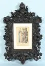 Picture frame – wood, brown stained, richly carved and openwork acanthus leaf decor, rebate 26 x 18.5 cm, overall 61 x 38 cm