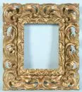 Picture frame – wood, gilded, richly carved and openwork acanthus leaf decor, rebate 26.5 x 18 cm, overall 40 x 36 cm, circa 1900