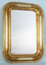 Spiegel – Holz/Gussmasse, gold- und silberfarben gefasst, reliefiertes Blumendekor, abgerundete Ecken, 69 x 48 cm;