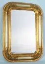 Miroir – bois/masse moulée, patine or et argent, décor floral en relief, coins arrondis, 69 x 48 cm