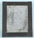 Miroir – noyer, ébonisé, coins en relief, verre avec décor floral gravé, 34 x 28,5 cm, Biedermeier, 19e s.