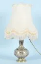 Lampa stołowa – trzon baluster z mosiądzu, kolorowy dekor cloisonné, metalowa oprawa, abażur z tkaniny, 1 oprawka, wys. 54 cm