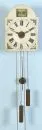 Horloge murale - horloge à cadran peint avec réveil – bois, façade beige avec décor imprimé et chiffres romains, pendule, 2 poids, 31 x 22 x 14 cm