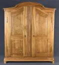 Baroque wardrobe – solid walnut, plinth feet, 2 curved doors and sides with panel fillings, rounded corners, curved profiled cornice