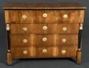 Commode – walnut, partly ebonised, plinth feet, 4 drawers, side half-columns in caryatid form, 100 x 130 x 65 cm, 19th c.