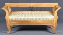Sofa – cherry, partly ebonised, 4 curved feet, armrests and backrest with decorative bars, seat…