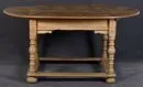 Table – solid oak, 4 turned legs with squashed feet on surrounding base moulding, oval top, 81 x 163 x 100 cm, 19th c.;