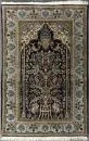 Ghoum prayer rug, Persia, 108 x 157 cm – wool, dark blue field, large floral motif, light blue main border