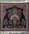 Kork prayer Keshan, Persia, 48 x 58 cm – old, wool, very fine knotting, dark blue ground, vase motif with plants and animals, multiple borders, fringes…