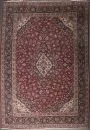 Kork-Keschan rug, Persia, 320 x 425 cm – old, wool, very fine weave, red ground, multicoloured medallion, surrounded by floral motifs, dark blue main border