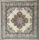 Kork-Nain rug, Persia, 98 x 98 cm – older, wool, fine knotting, light background, multicolored center, pronounced main border, shortened fringes