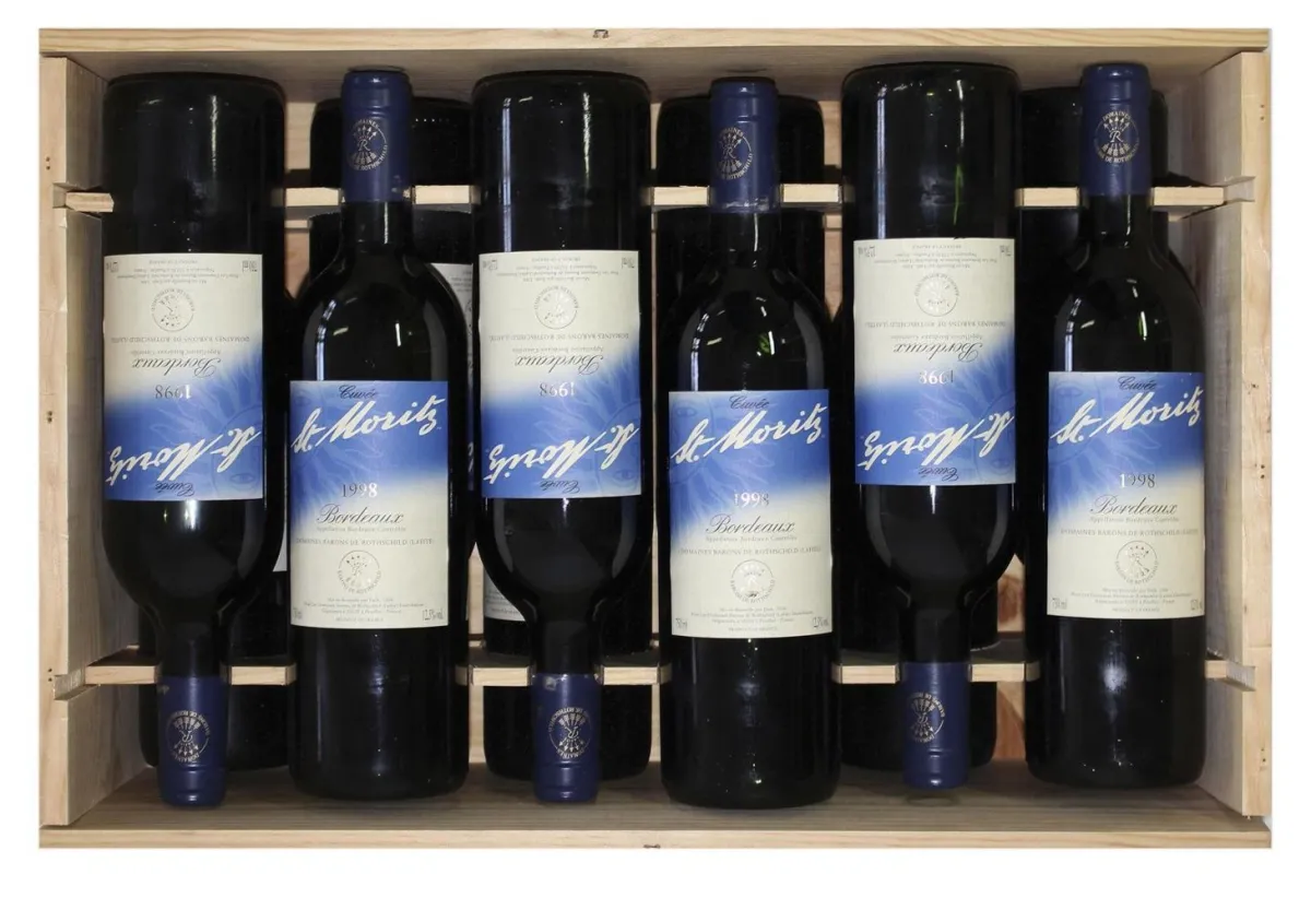 Cuvee St. Moritz 1998 Bordeaux. – 12 Flaschen, Domaines Barons de Rothschild (Lafite), sehr gut gelagert