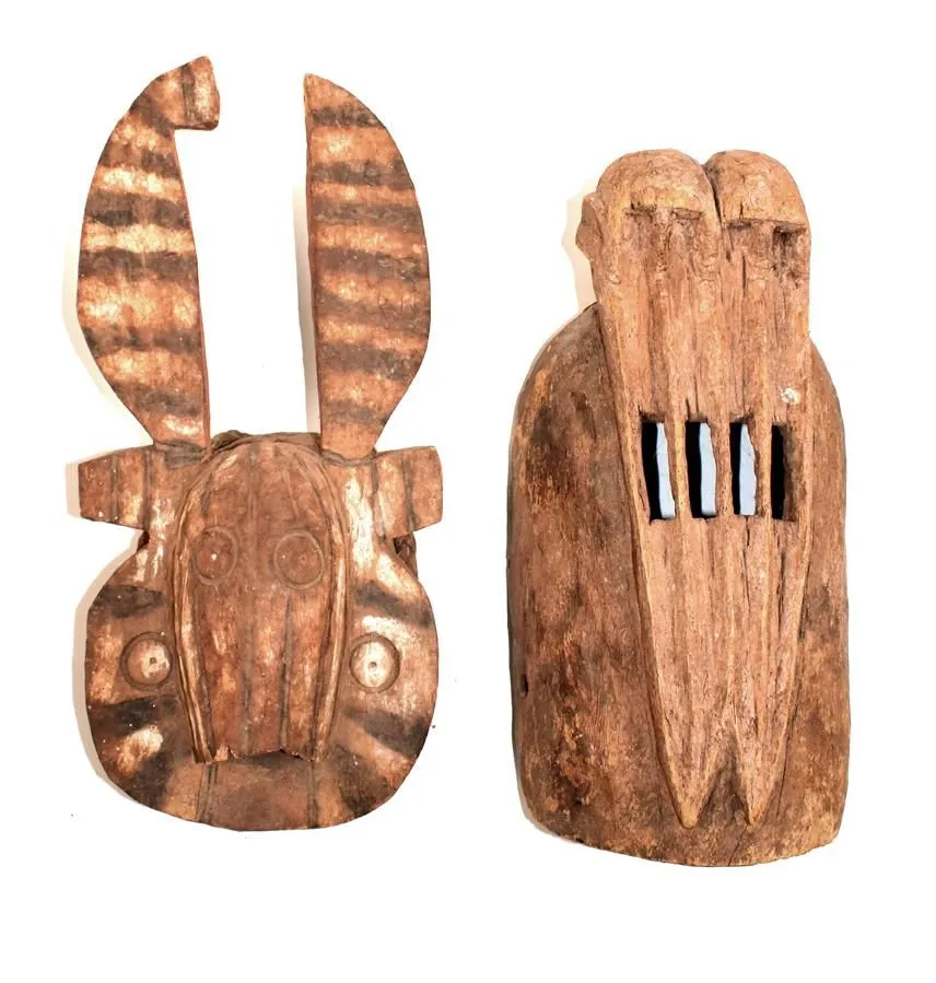 Dogon Mali. – Paar zoomorphe Holzmasken