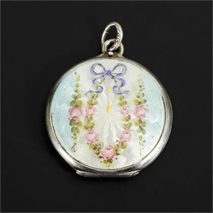 Medaillon met guilloché-emaille