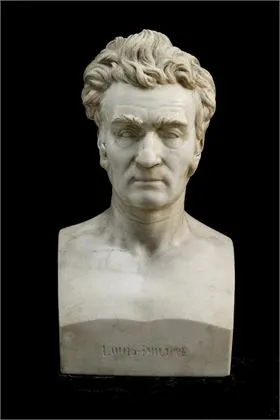 BARRE, Jean-Auguste (1811 Parijs - 1896 aldaar). Groot wit marmeren buste "Louis-Philippe"