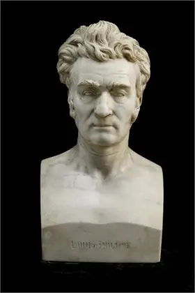 BARRE, Jean-Auguste (1811 Parijs - 1896 aldaar). Groot wit marmeren buste "Louis-Philippe"