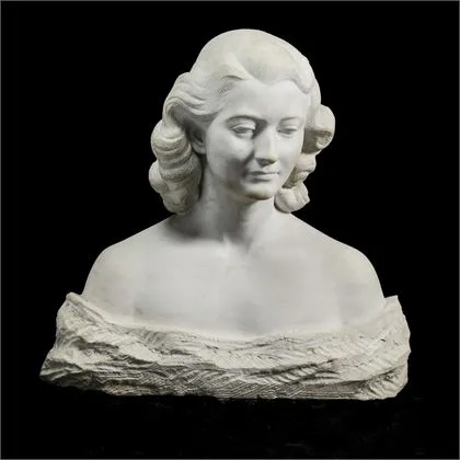FALTERMEIER, Heinrich (1909 München - 1999 Piesenkam). Grote witte marmeren buste van een jonge vrouw