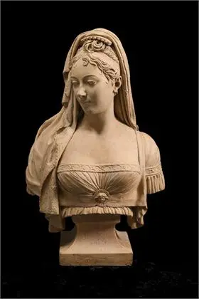 CHINARD, Joseph (1756 Lyon - 1813 aldaar). Buste van een vrouw in empirejapon
