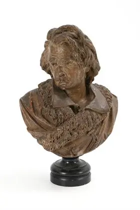 CARRIER-BELLEUSE, Albert-Ernest (1824 Anizy-le-Château -1887 Sèvres). Portretkop van de componist Ludwig van Beethoven