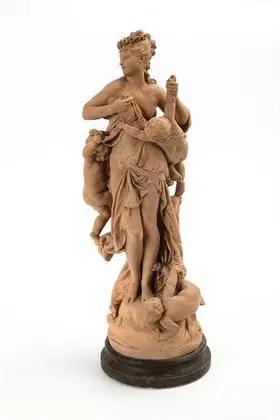 CARRIER-BELLEUSE, Albert-Ernest (1824 Anizy-le-Château -1887 Sèvres). Terracotta groep: Nimf met putti