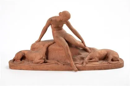 BITTER, Ary (1883 Marseille - 1972 Paris). Junge Frau mit Windhunden