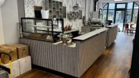 1 sales counter, approx. 2x6x2 linear m with base cabinets,
