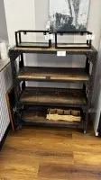 1 mobile shelf with 2 wall shelves