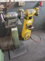 2 double bench grinders with pedestal