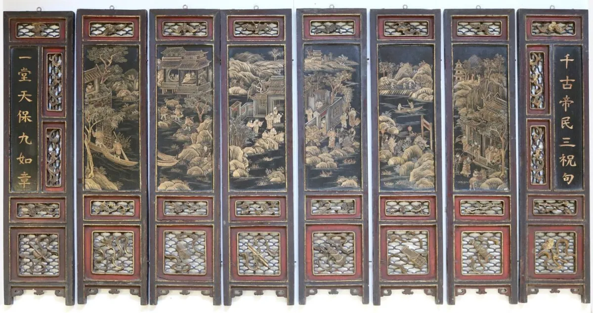 Paravent, China. – 8 Segmente eines Paravents