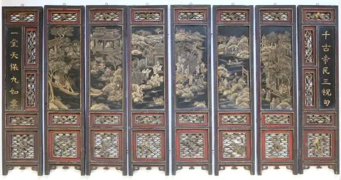 Paravent, China. – 8 Segmente eines Paravents