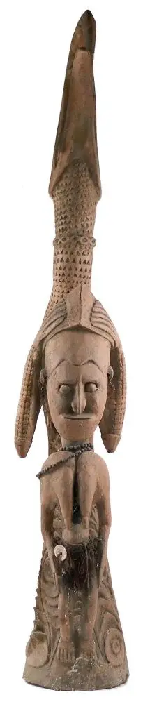 Papua New Guinea – Female ancestral figure with bird and crocodile spirit